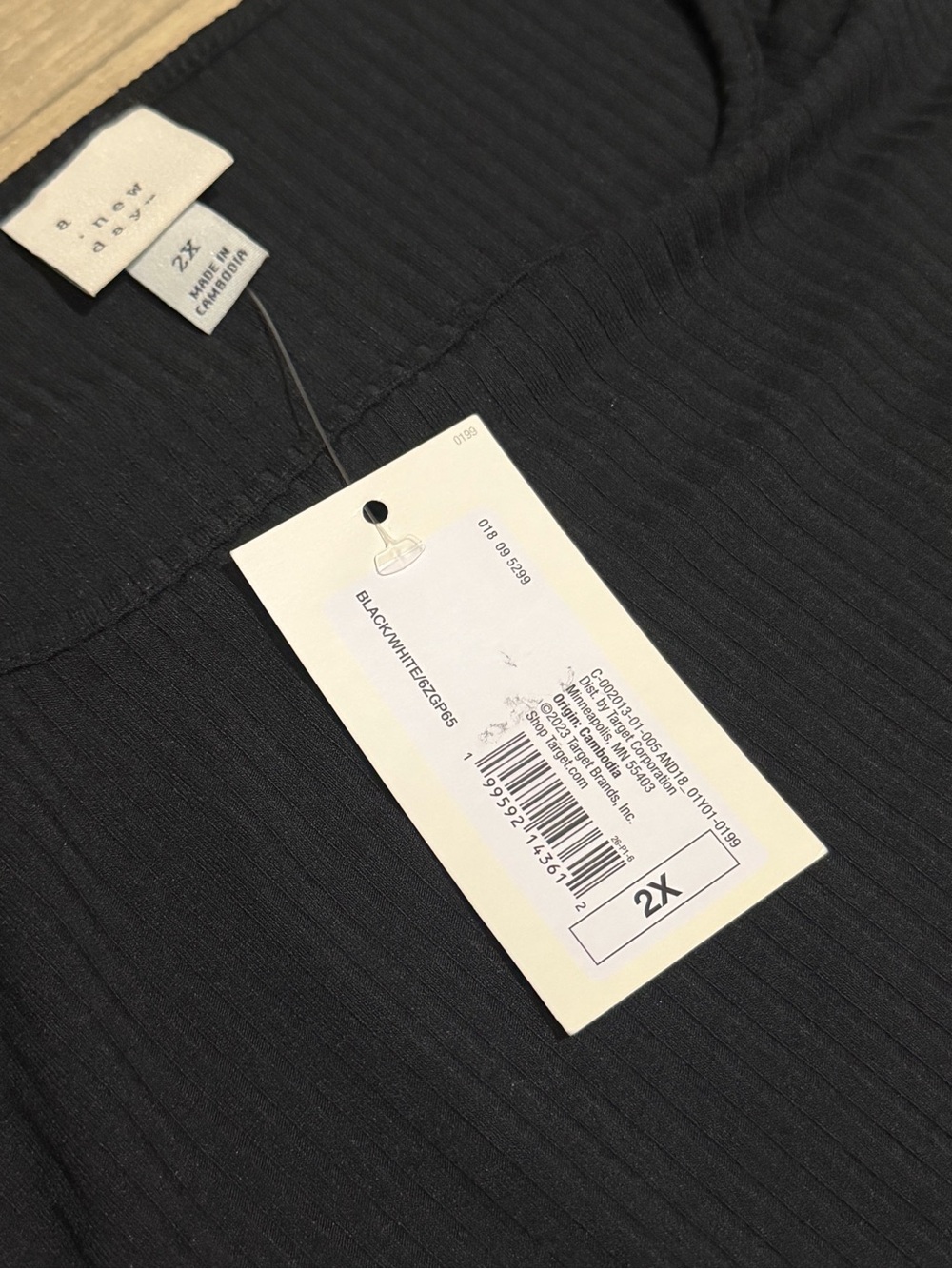 A New Day Women's Pullover Knit to Woven Midi Dress Black/White Size 2X - Picture 5 of 10